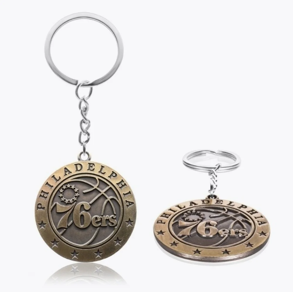 NBA Philadelphia 76ers Basketball Metal Gold Keychain NEW Joel Embiid